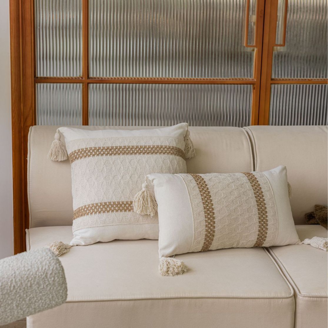Jacquard Cushion Cover for Couch or Bed – Textured Woven Design