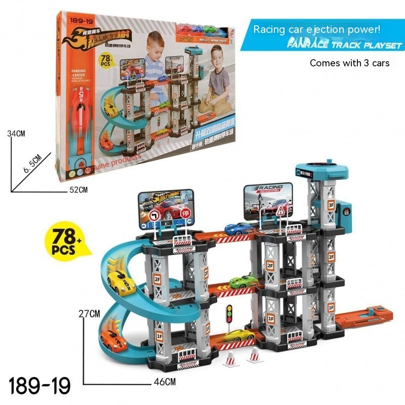 Children's Large Parking Lot Track Set with Cars