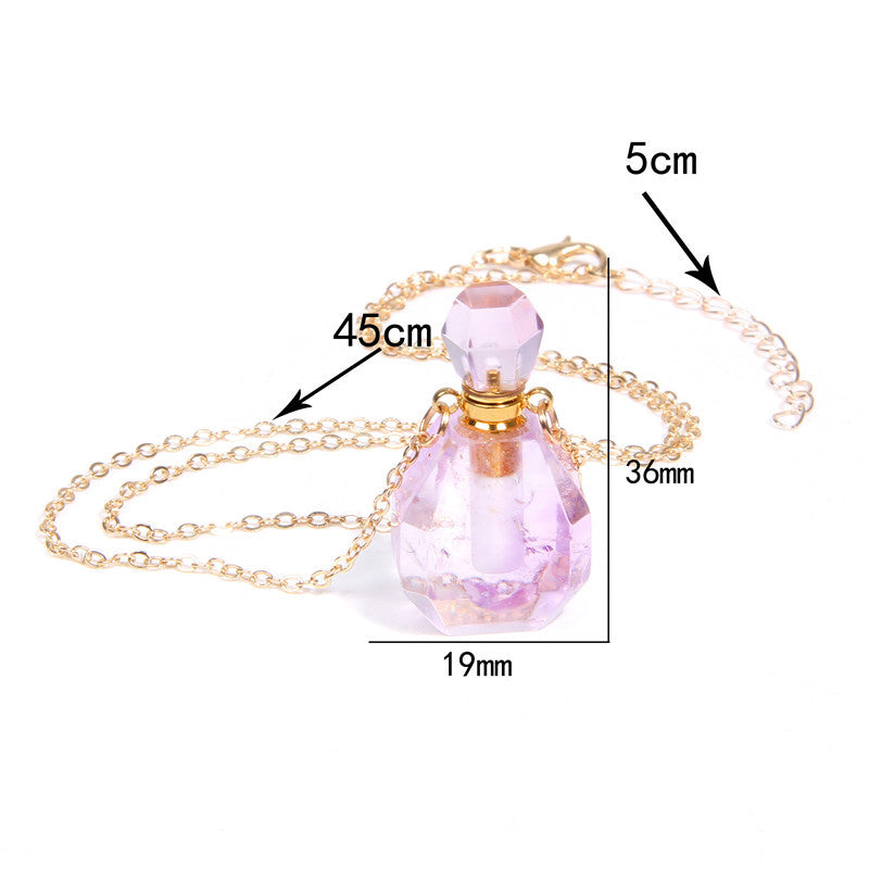 Natural White Crystal Perfume Bottle - Essential Oil Aromatherapy Pendant Necklace