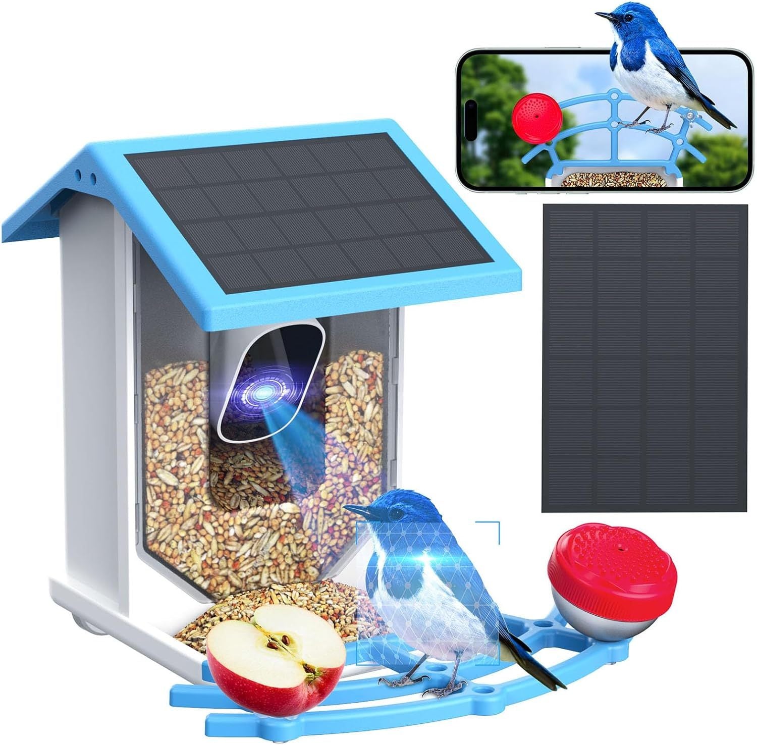 Smart Bird Feeder with Camera - 2K HD Live View, Solar Powered & AI Bird ID