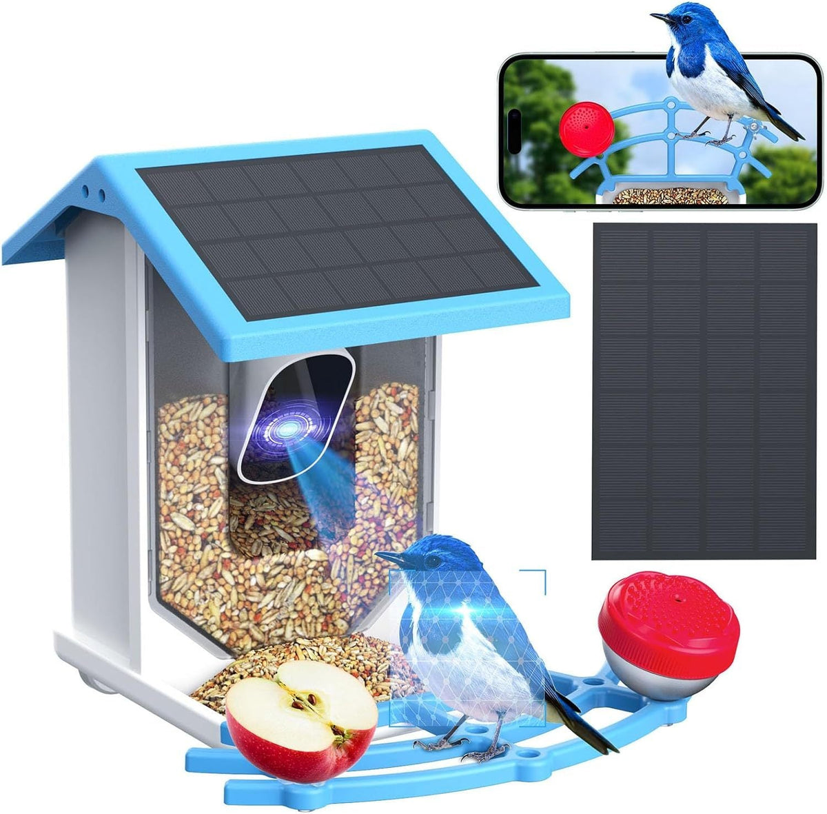 Smart Bird Feeder with Camera - 2K HD Live View, Solar Powered & AI Bird ID