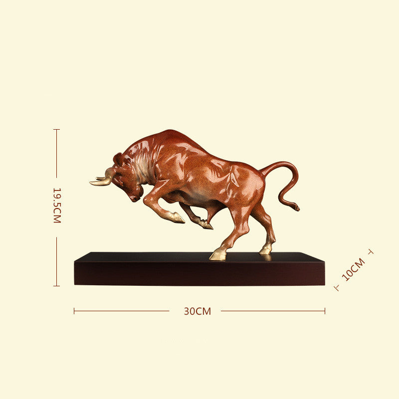 Premium Brass Bull Sculpture - Handcrafted Copper Desk Statue