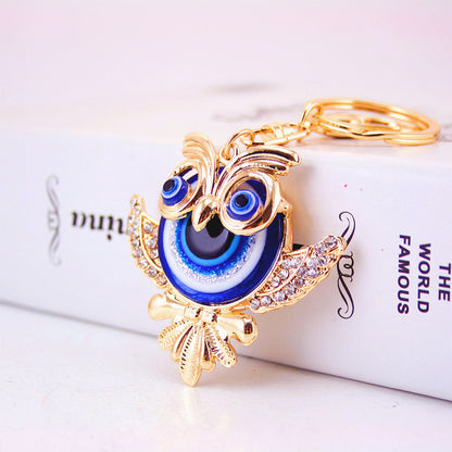 Creative Cartoon Diamond  Owl Car Keychain Pendant