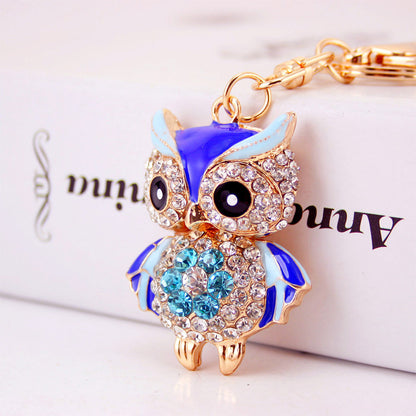 Creative Cartoon Diamond  Owl Car Keychain Pendant
