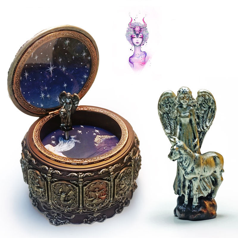 Twelve Constellation Resin Music Box – Zodiac-Themed Decorative Gift
