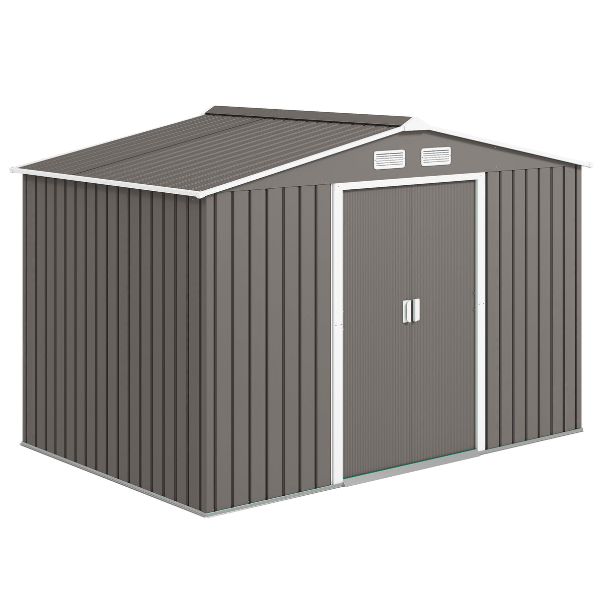 Large Outdoor Storage Shed, 9x6 Garden Tool Shed for Patio, Garage, Lawn, Gray