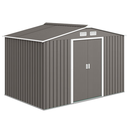 Large Outdoor Storage Shed, 9x6 Garden Tool Shed for Patio, Garage, Lawn, Gray