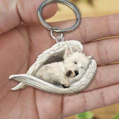 Angel 🪽 wings covering are sleeping bestie fur buddies memories Keychain