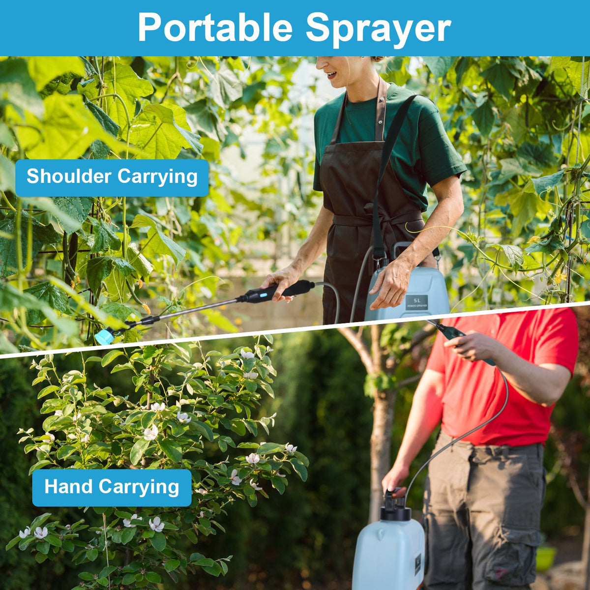 Electric Garden Sprayer – 5L Battery-Powered with Telescopic Wand & 3 Nozzles