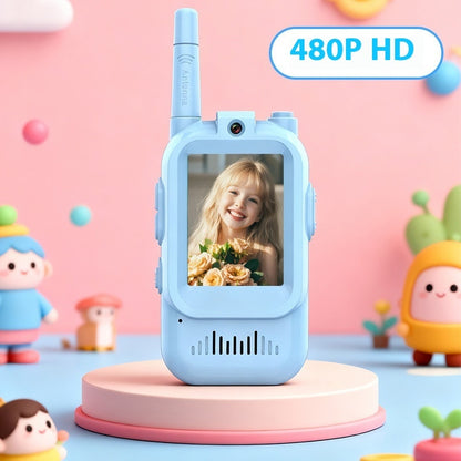 Miniature Wireless Video Walkie-Talkies for Children, Handheld, Two-Pack, Rechargeable.