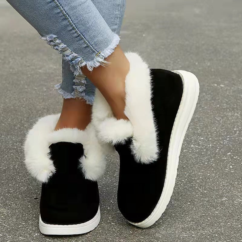 Women’s Plush Fur Ankle Boots – Soft & Warm Winter Footwear
