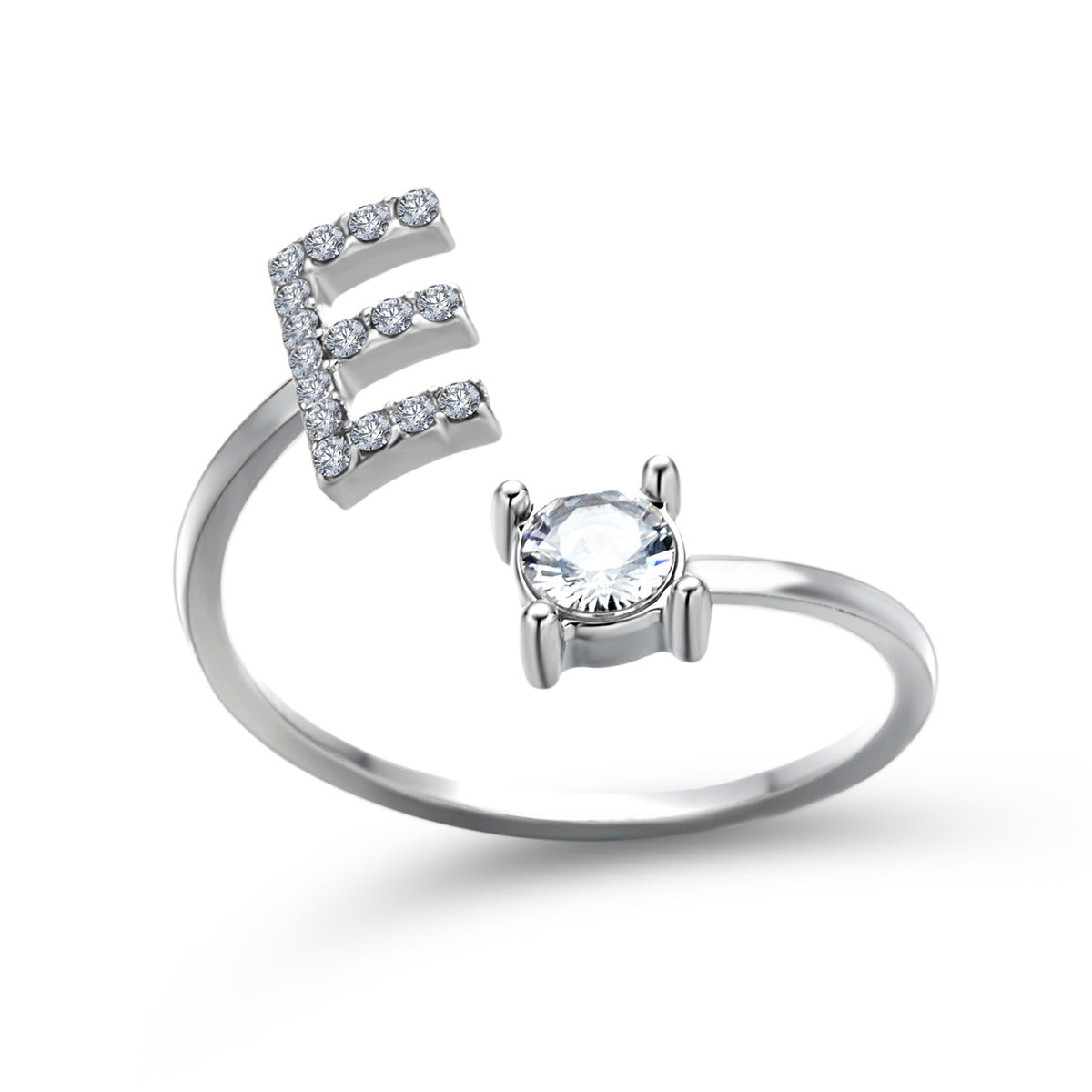 Personalized Initial Letter Ring | Adjustable Zircon Ring for Women