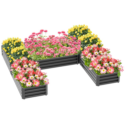 Steel Raised Garden Bed Set - 5-Piece Modular Planter System, 8'x8'x1' - Gray