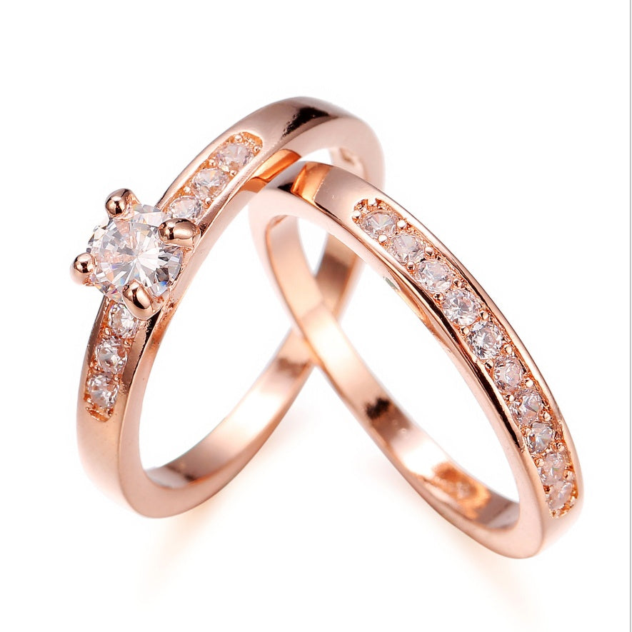 Rose Gold Diamond Ring for Women – Luxury Rose Gold Plated Copper Band