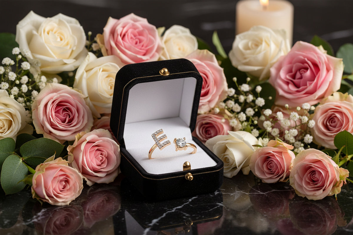Personalized Initial Letter Ring | Adjustable Zircon Ring for Women