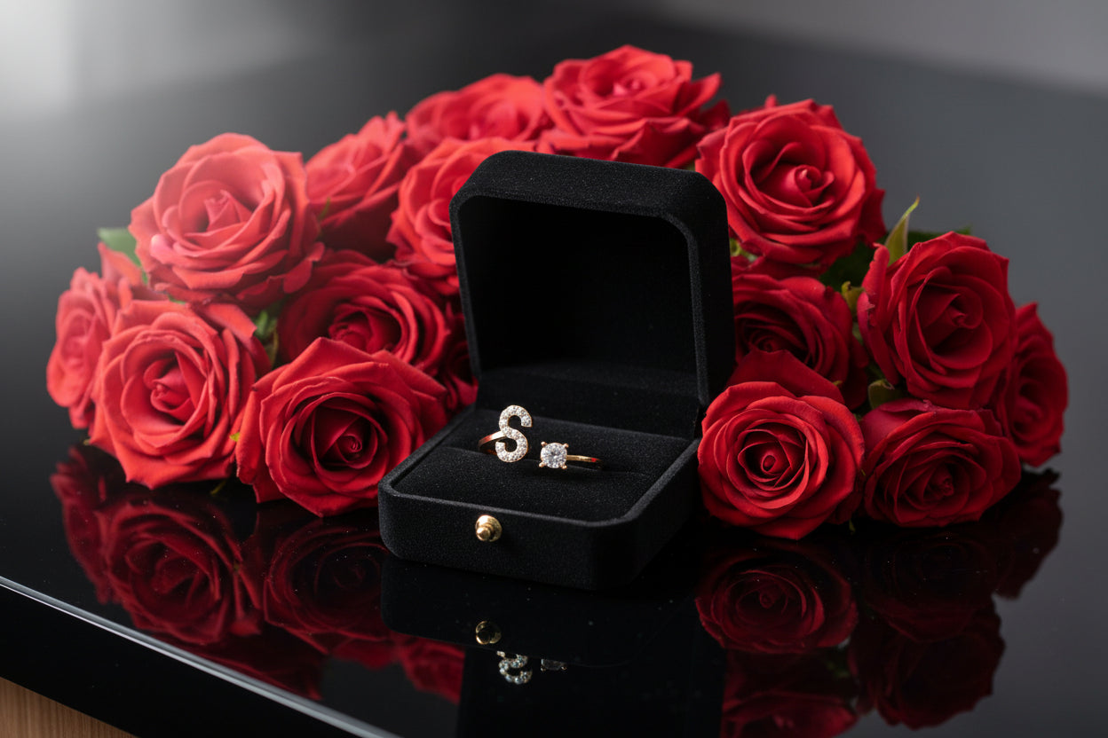 Personalized Initial Letter Ring | Adjustable Zircon Ring for Women