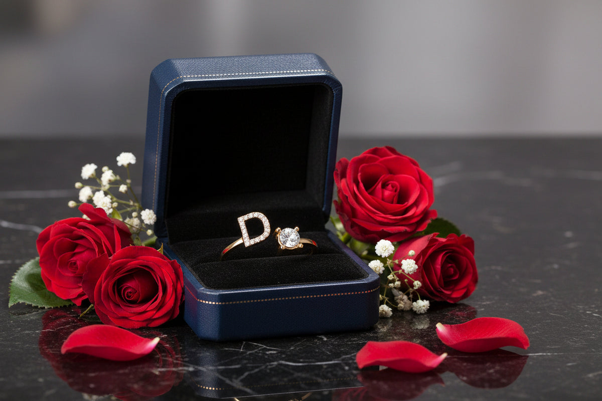 Personalized Initial Letter Ring | Adjustable Zircon Ring for Women