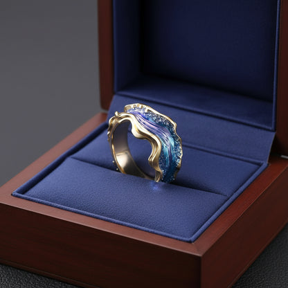 Introducing the Fashion Wave Oil Drop Diamond Inlaid Women's High-end Ring.