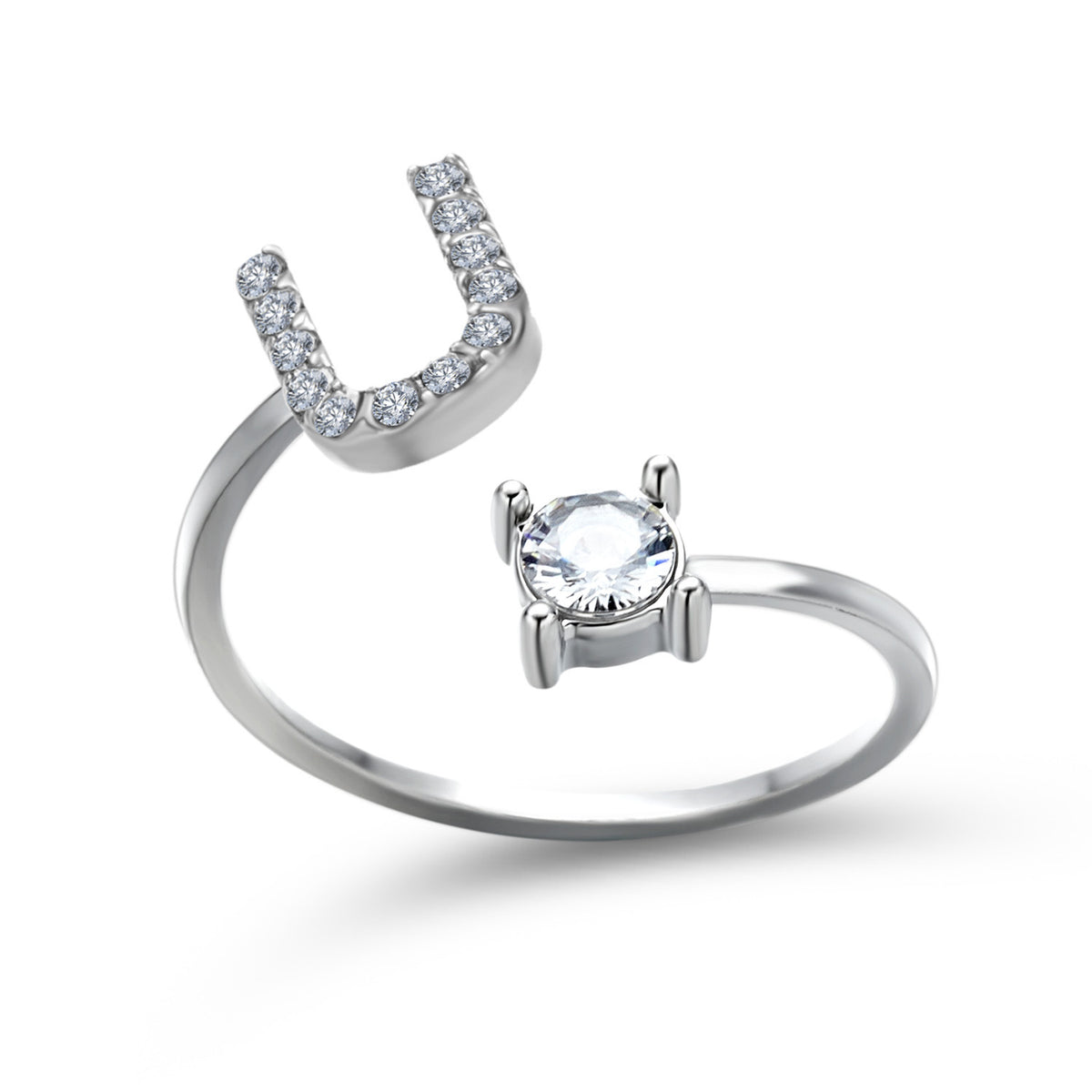 Personalized Initial Letter Ring | Adjustable Zircon Ring for Women