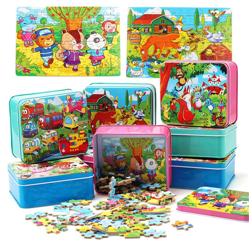 80-Piece Wooden Animal Puzzle - Educational Toy for Kids