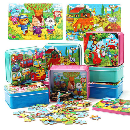 80-Piece Wooden Animal Puzzle - Educational Toy for Kids