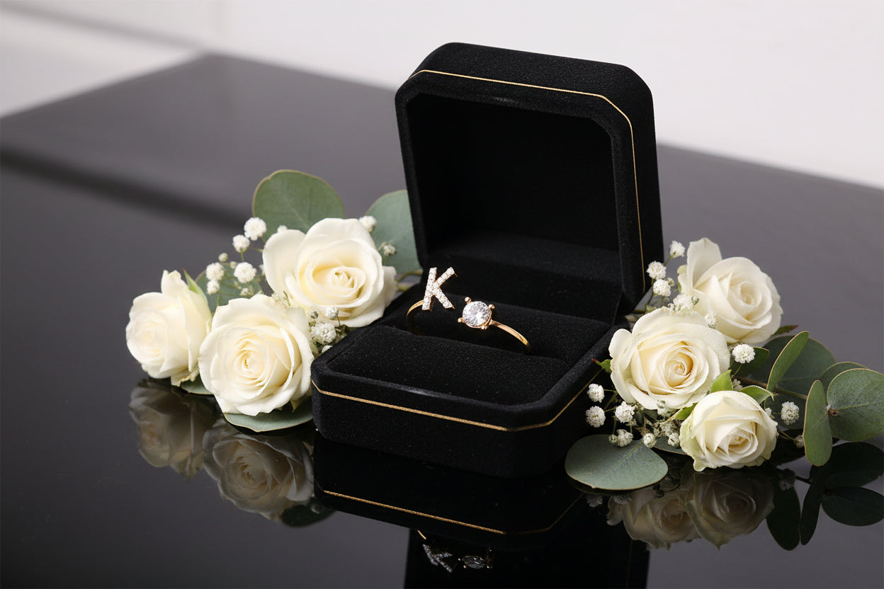 Personalized Initial Letter Ring | Adjustable Zircon Ring for Women