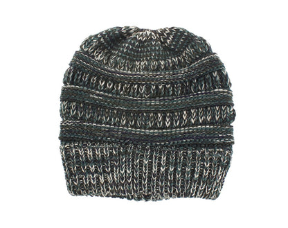Mixed Color Knitted Wool Hat Ladies Ponytail Hat