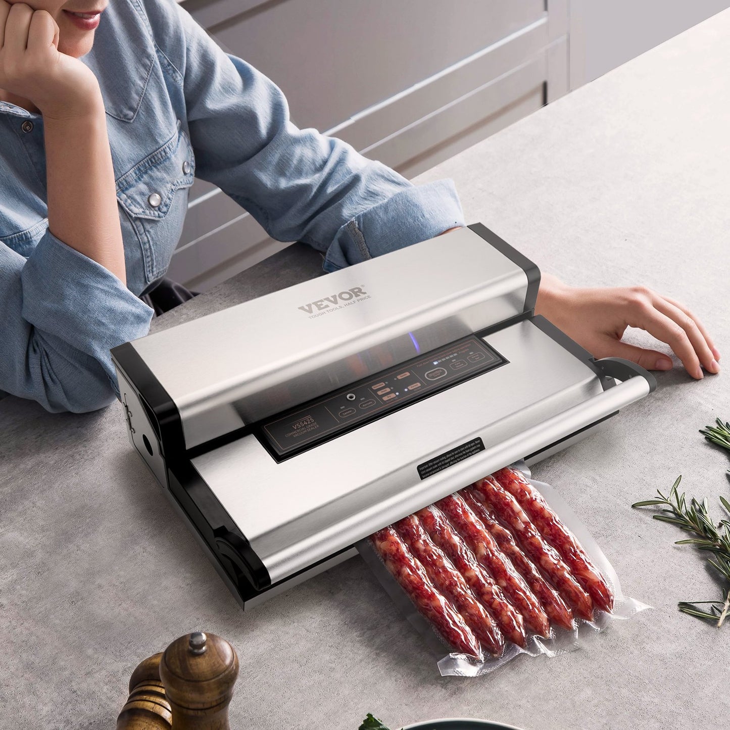 Vacuum Sealer Machine - 95Kpa 350W Dual Pump Food Sealer with Automatic & Manual Modes, Built-in Cutter