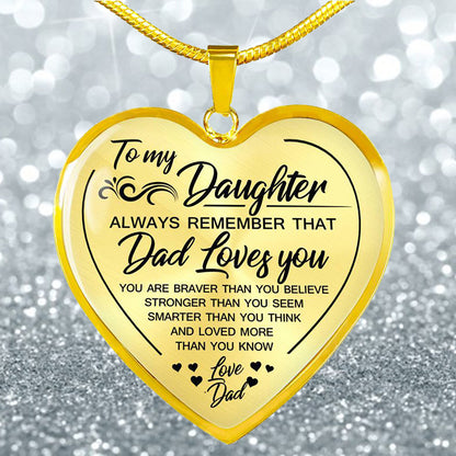 Necklace To my Daughter lovedad Peach Heart Alloy