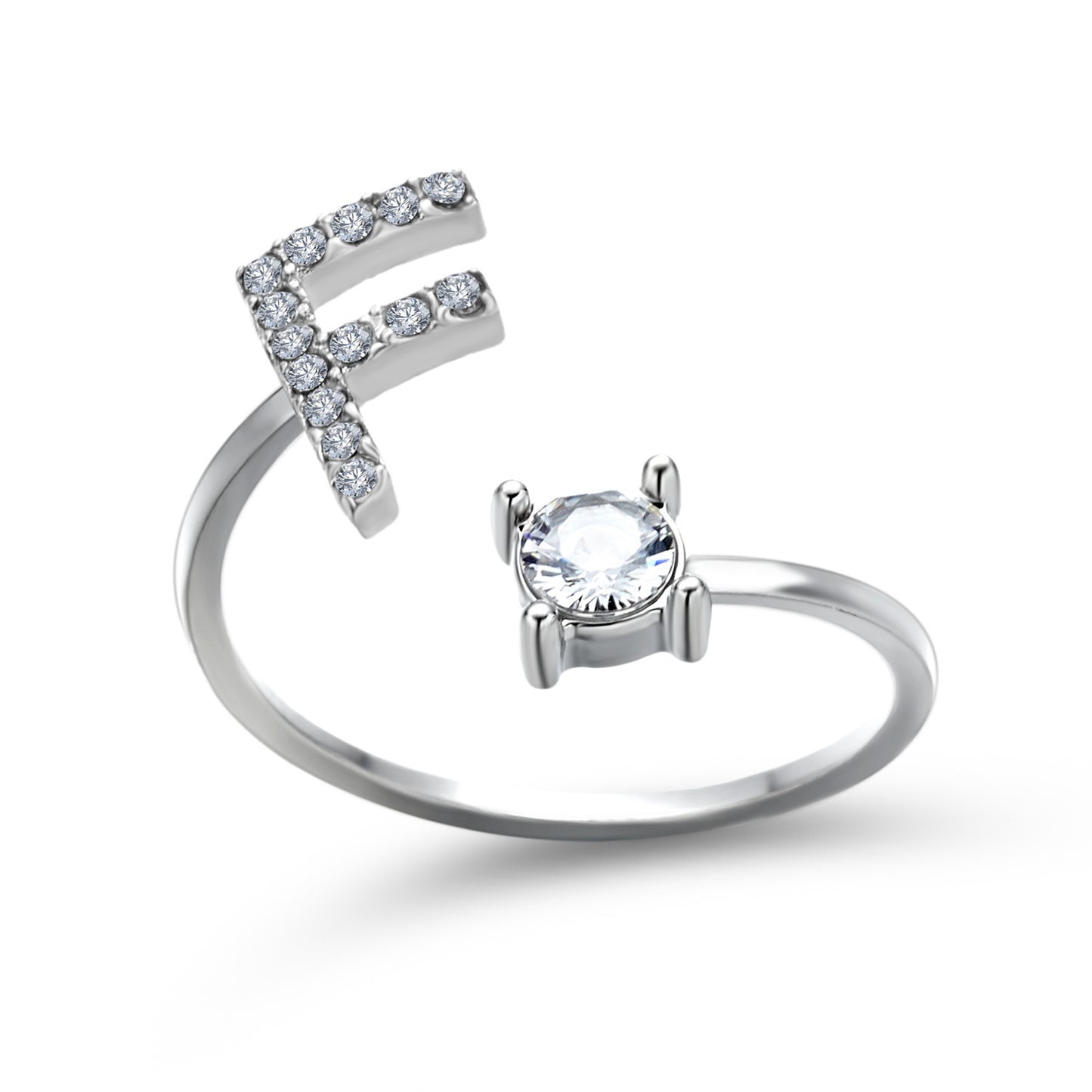 Personalized Initial Letter Ring | Adjustable Zircon Ring for Women