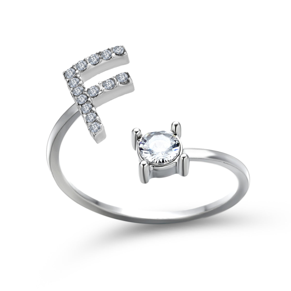 Personalized Initial Letter Ring | Adjustable Zircon Ring for Women