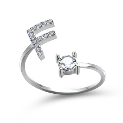 Personalized Initial Letter Ring | Adjustable Zircon Ring for Women
