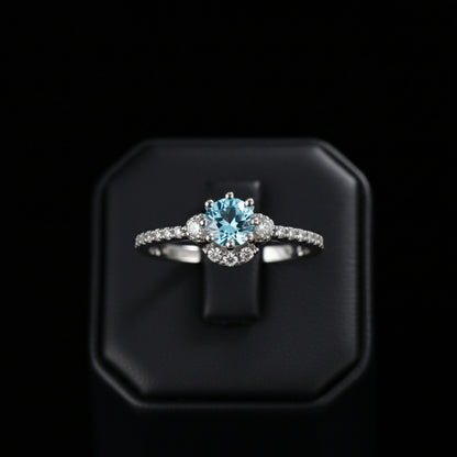 ROMAD Ocean Blue Rhinestone Rings  Gold Silver Rings for Wedding Engagement