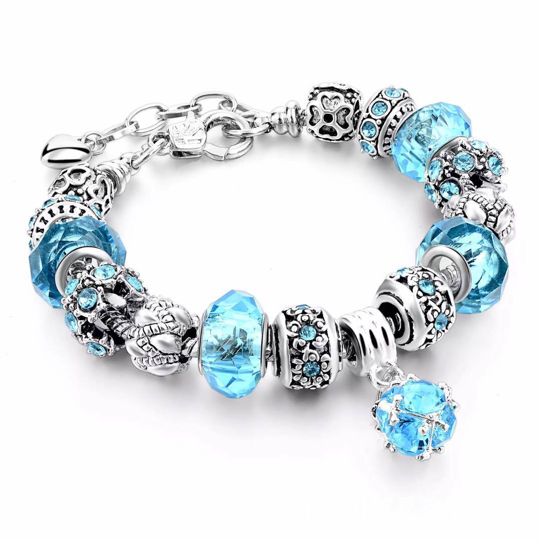 Crystal Beads Bracelets & Bangles Snake Chain Charm Bracelet