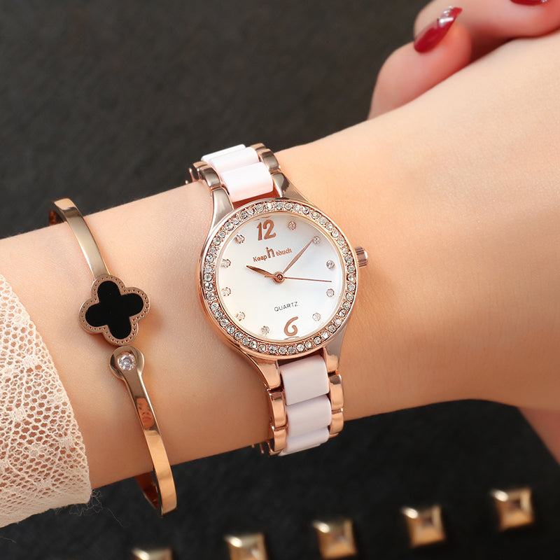 Women's Luxury Quartz Watch with Diamond Accents