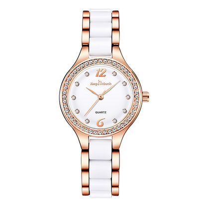 Women's Luxury Quartz Watch with Diamond Accents