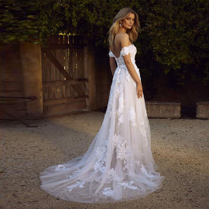 Off-Shoulder Lace A-Line Wedding Dress