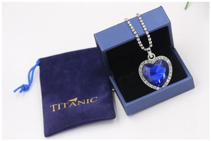 Titanic Heart of the Ocean Necklace - Blue Heart Pendant Jewelry for Women