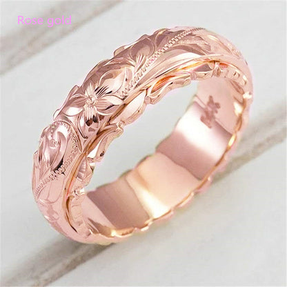 Women's  Carved Rose Flower Ring