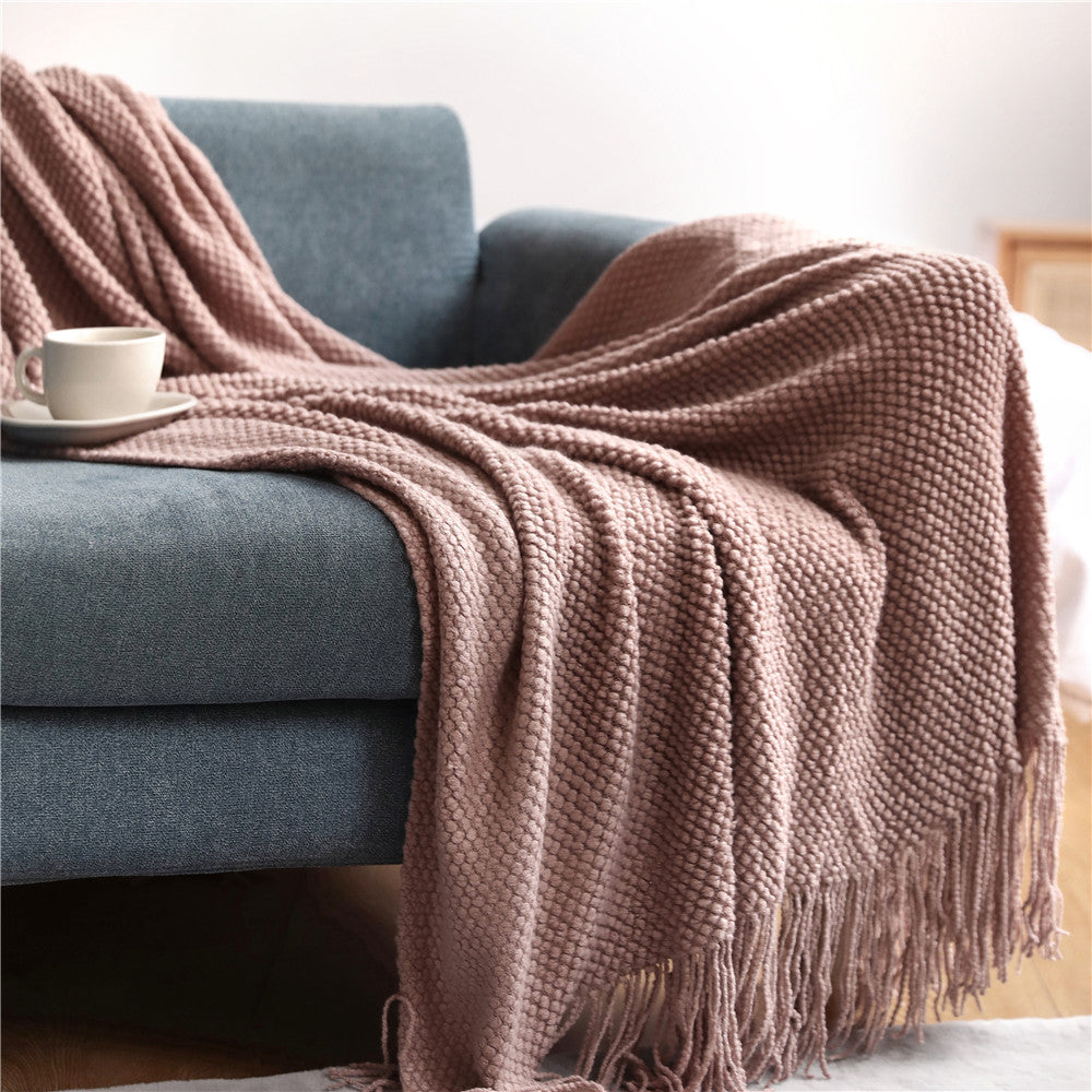 Knitted Throw Blanket – Soft Acrylic Sofa & Bed Blanket