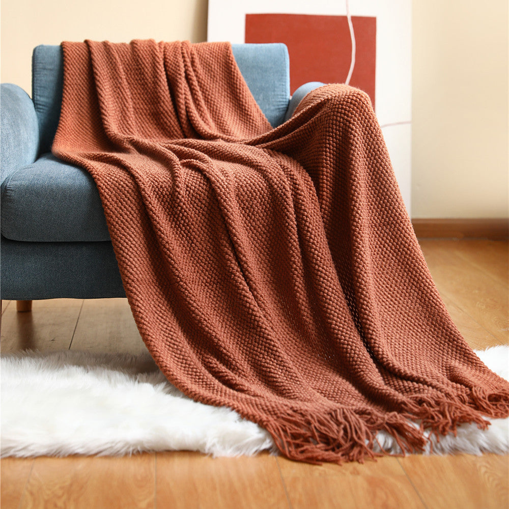 Knitted Throw Blanket – Soft Acrylic Sofa & Bed Blanket