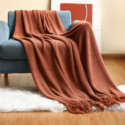 Knitted Throw Blanket – Soft Acrylic Sofa & Bed Blanket