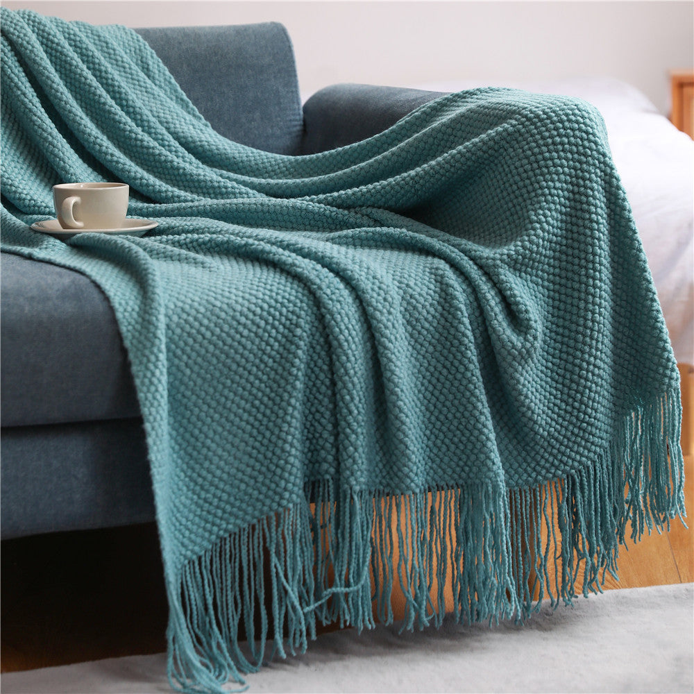 Knitted Throw Blanket – Soft Acrylic Sofa & Bed Blanket
