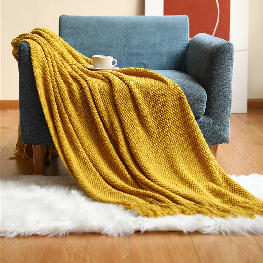 Knitted Throw Blanket – Soft Acrylic Sofa & Bed Blanket