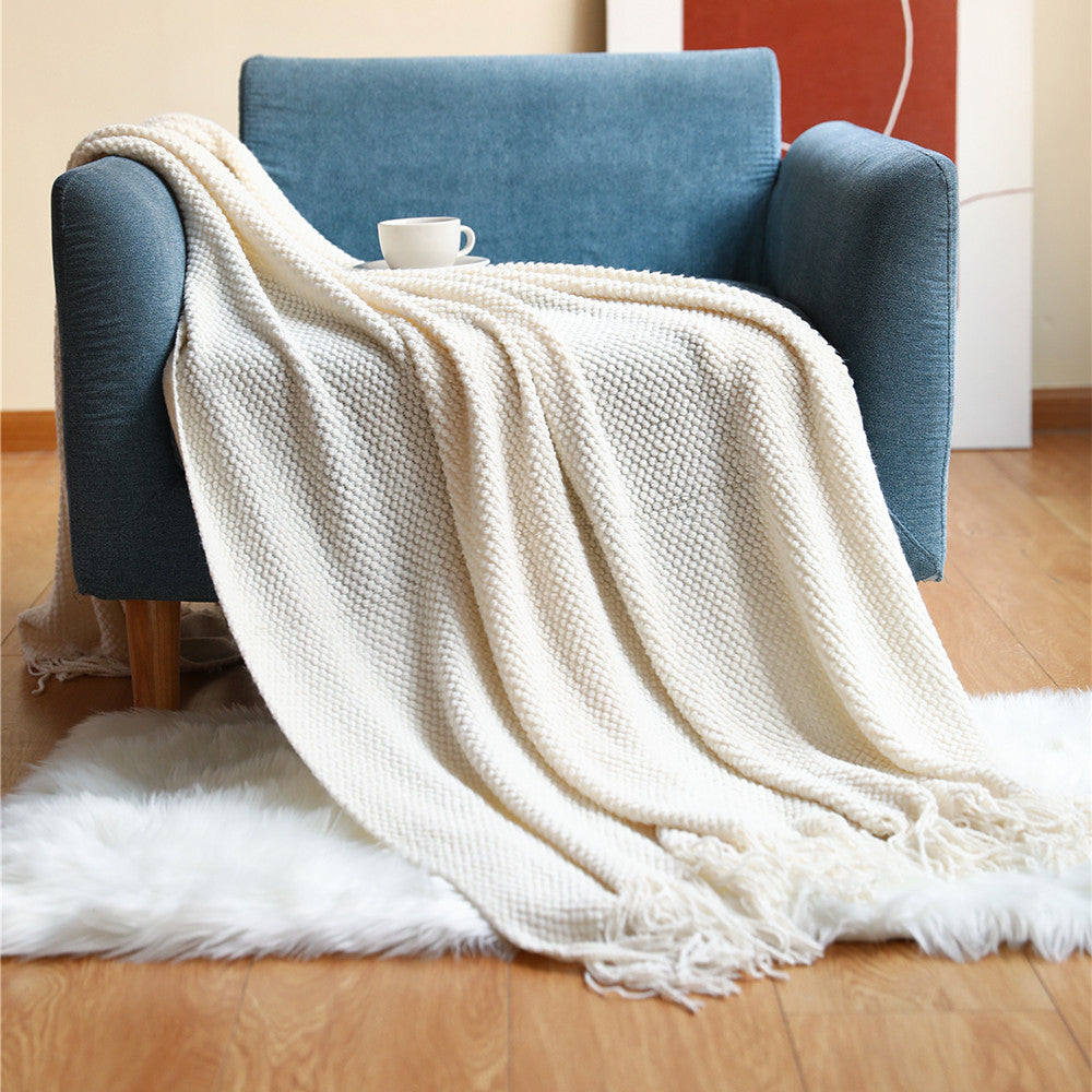 Knitted Throw Blanket – Soft Acrylic Sofa & Bed Blanket