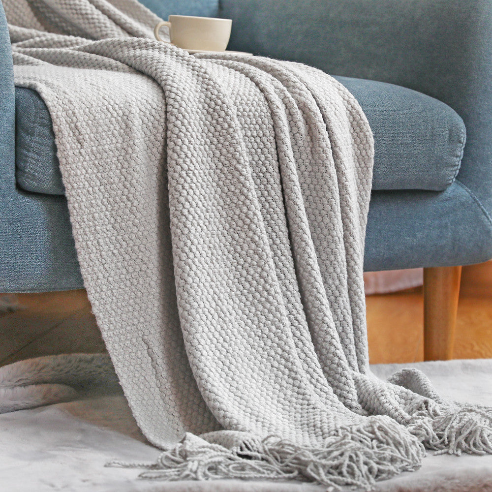 Knitted Throw Blanket – Soft Acrylic Sofa & Bed Blanket