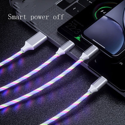 3-in-1 LED Charging Cable – USB-C, Micro USB & Lightning