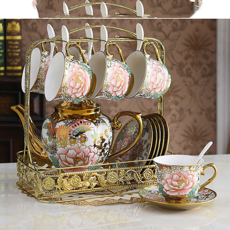 15-Piece Tea & Coffee Dessert Set with Display Shelf