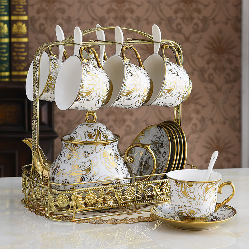 15-Piece Tea & Coffee Dessert Set with Display Shelf