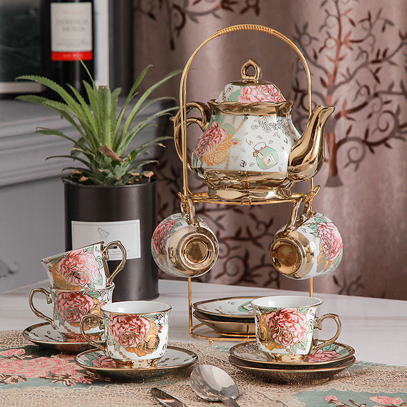 15-Piece Tea & Coffee Dessert Set with Display Shelf